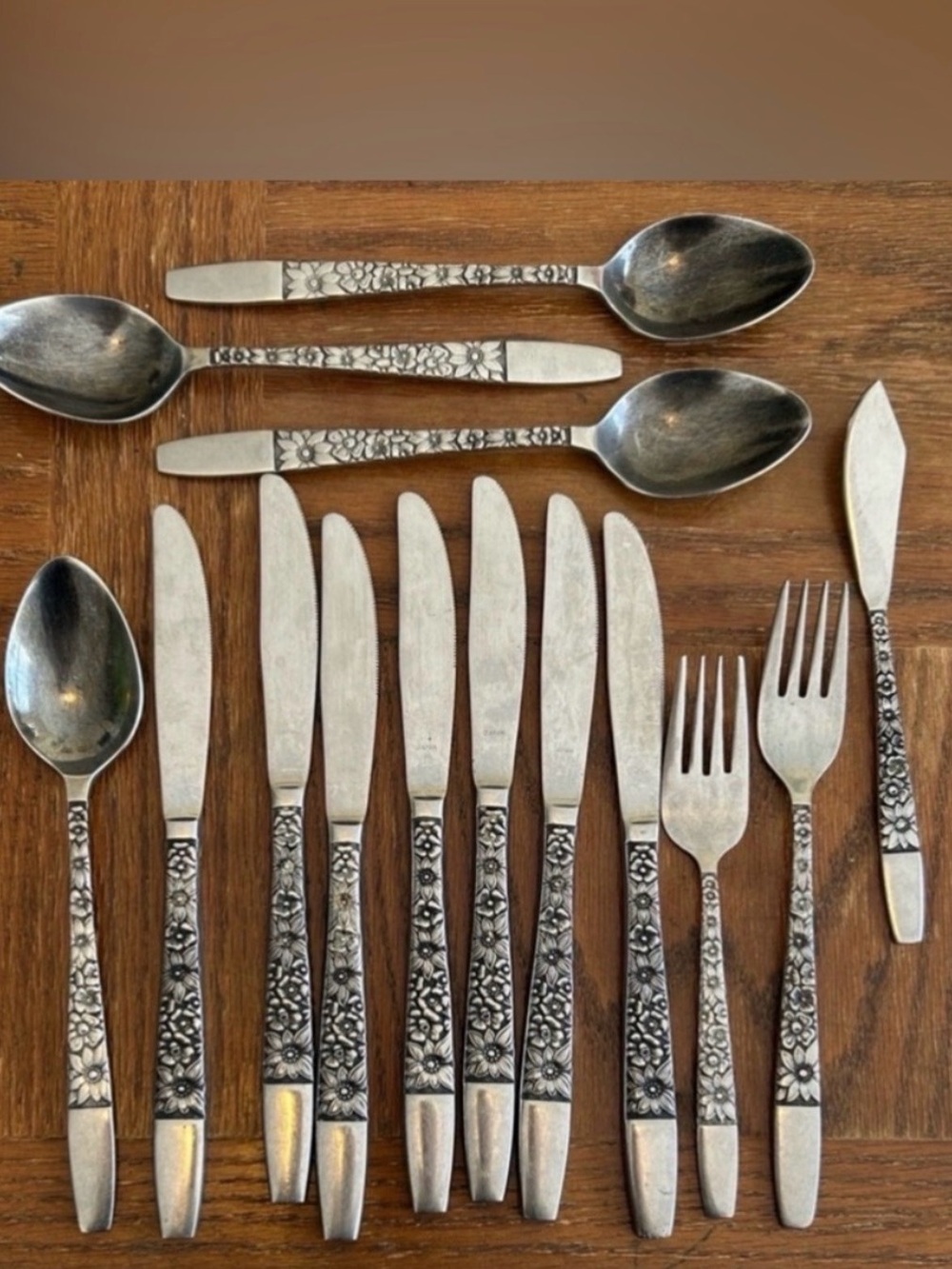 Hanford Forge SPRING LAKE Floral Stainless Japan flatware cutlery x14 pieces